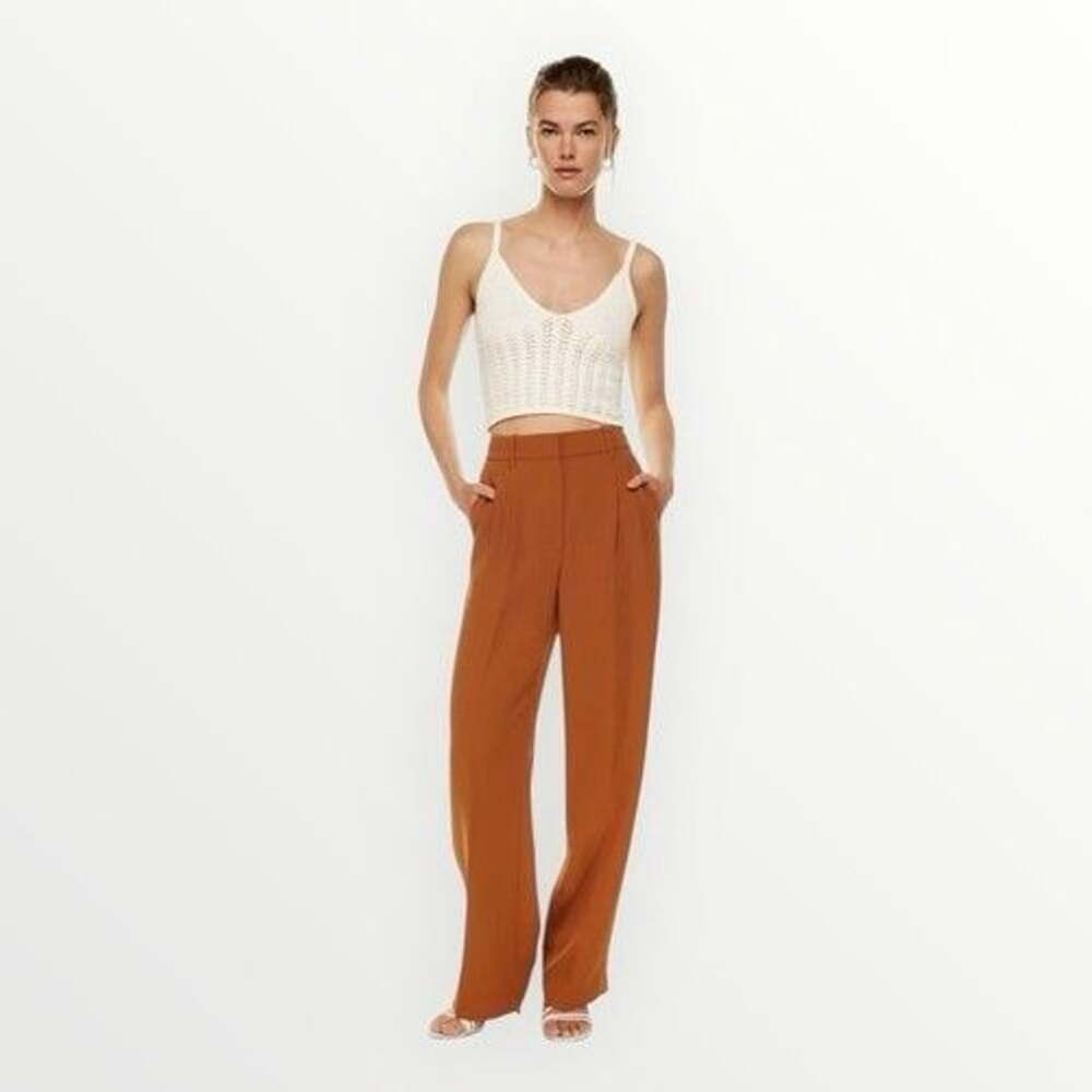 Aritzia Wilfred Effortless Pant Spiced Bronze Brown Wide Leg Size 0